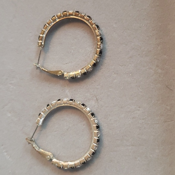 52. Black and Silver Hoop Earrings - Picture 5 of 6